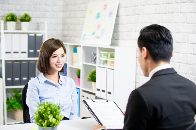 Asian woman in job interview