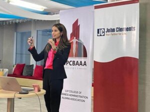 women presenting during a seminar