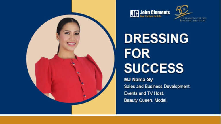 title card with photo and name of the dressing for success facilitator