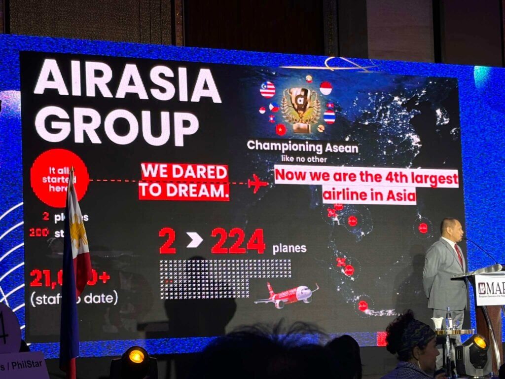 Ricky Isla, CEO of AirAsia Philippines, presenting at the MAP International CEO Conference, highlighting AirAsia’s innovative business strategies and its growth into the 4th largest airline in Asia.