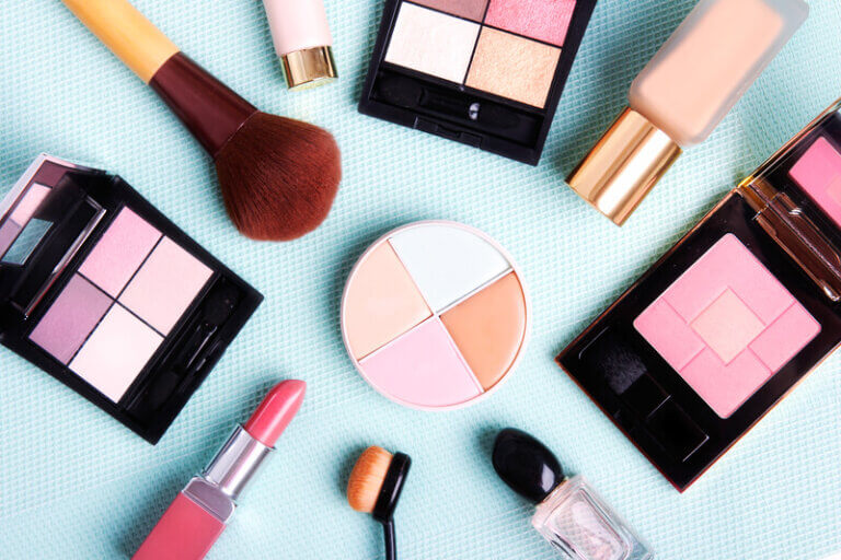 flat lay of make up