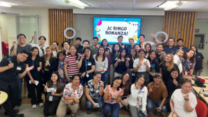 John Clements Consultants employees posing for a group photo at the Bingo Bonanza.