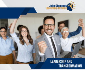 Professional business leaders smiling and celebrating during a seminar